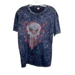 Marvel Mad MD (38-40) Engine Punisher Skull T-Shirt Washed Black 50d